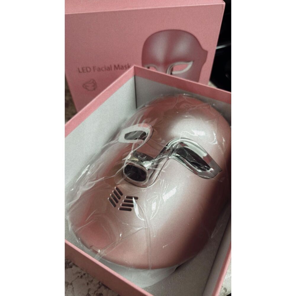 Auxoliev LED Facial Skincare Mask 4 Modes Remote Rechargeable Pink